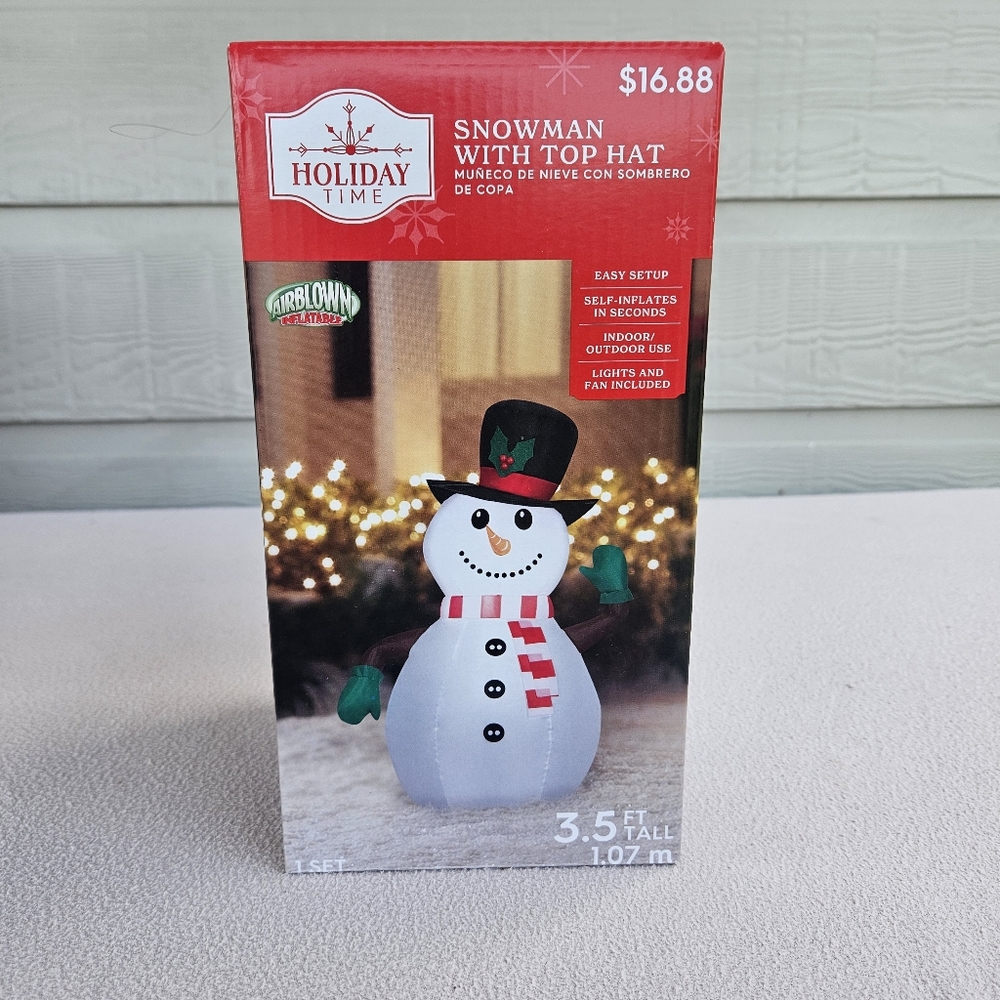 Holiday Living Airblown Inflatable Snowman with Top Hat 3.5ft LED Christmas